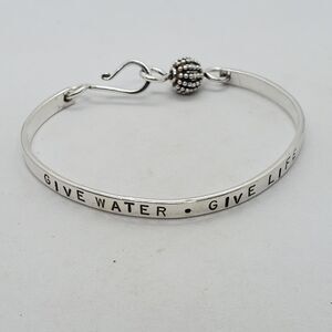 Sterling Silver Hand Stamped Give Water Give Life Bracelet 925